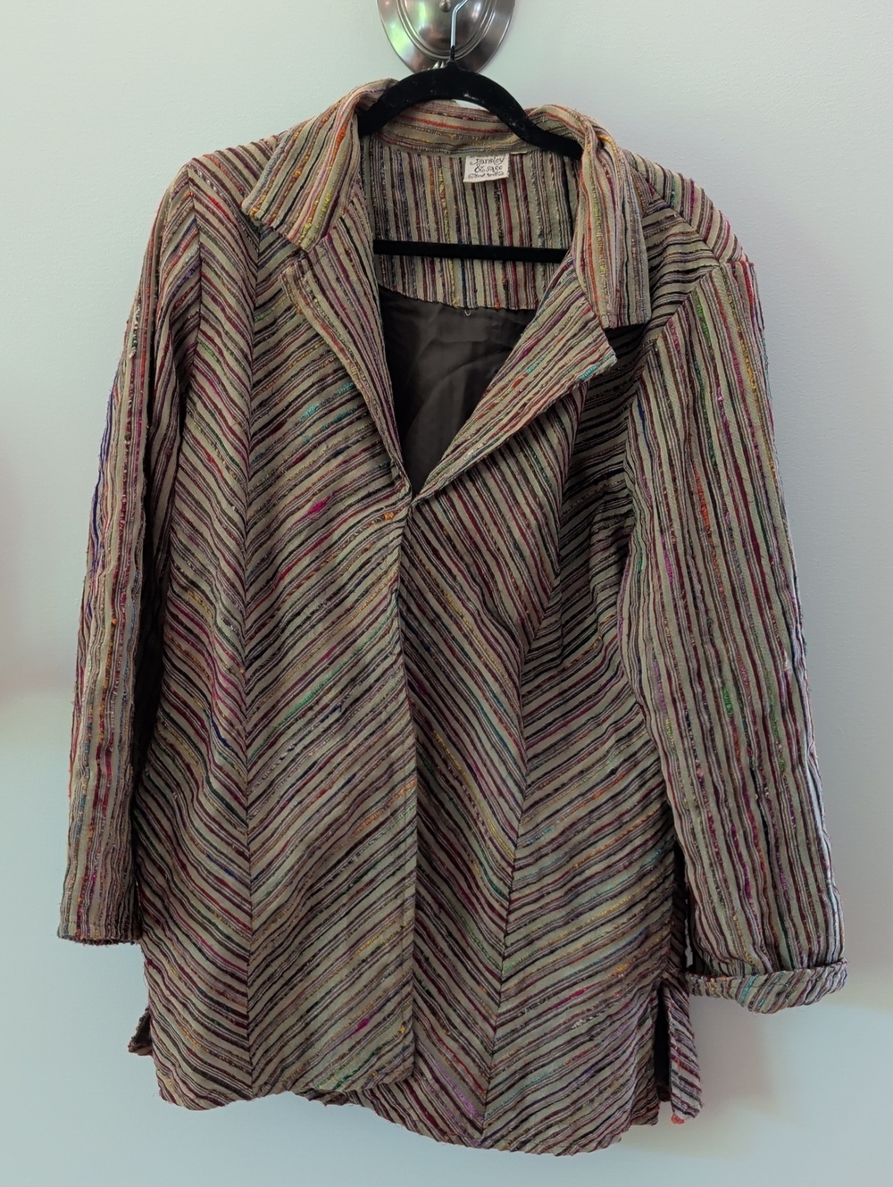 Vintage Parsley & Sage Striped Textured Blazer in Neutral Multicolor Size 1XL
